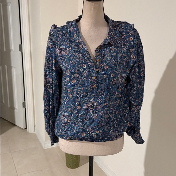 Lucky brand floral shirt small long sleeve 585 - Picture 2 of 8